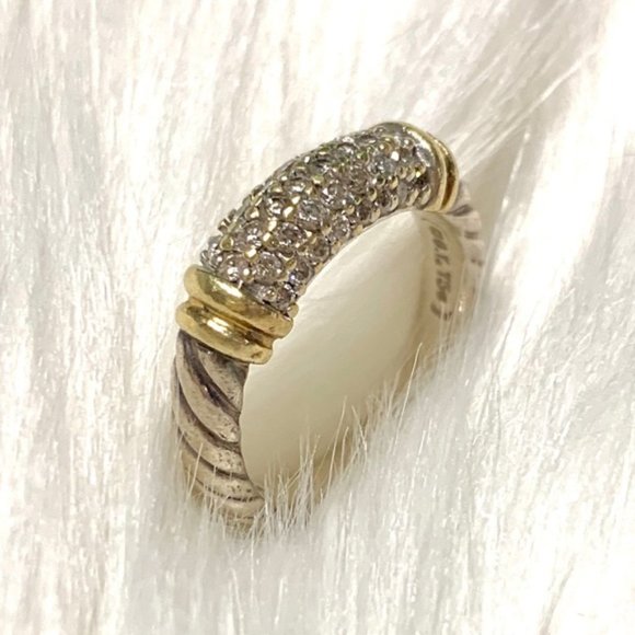 Yurman 5 row pavé diamond gold metro bar ring sz 6 - Picture 3 of 5